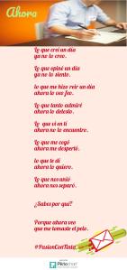 Poema en castellà titulat “Ahora” amb fons decoratiu i tipografia estilitzada