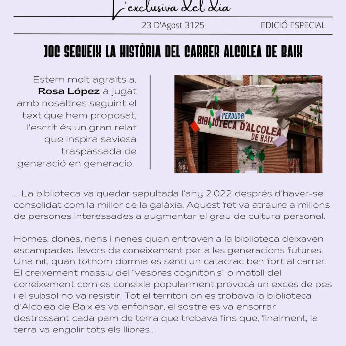 El relat breu Descoberta a l'any 3125. Publicació al Diari La Terra de Rosa López ha estat el relat guanyador a les Festes de Sants 2022 #PasionConTinta #Comunicacio #Marketing #Literatura