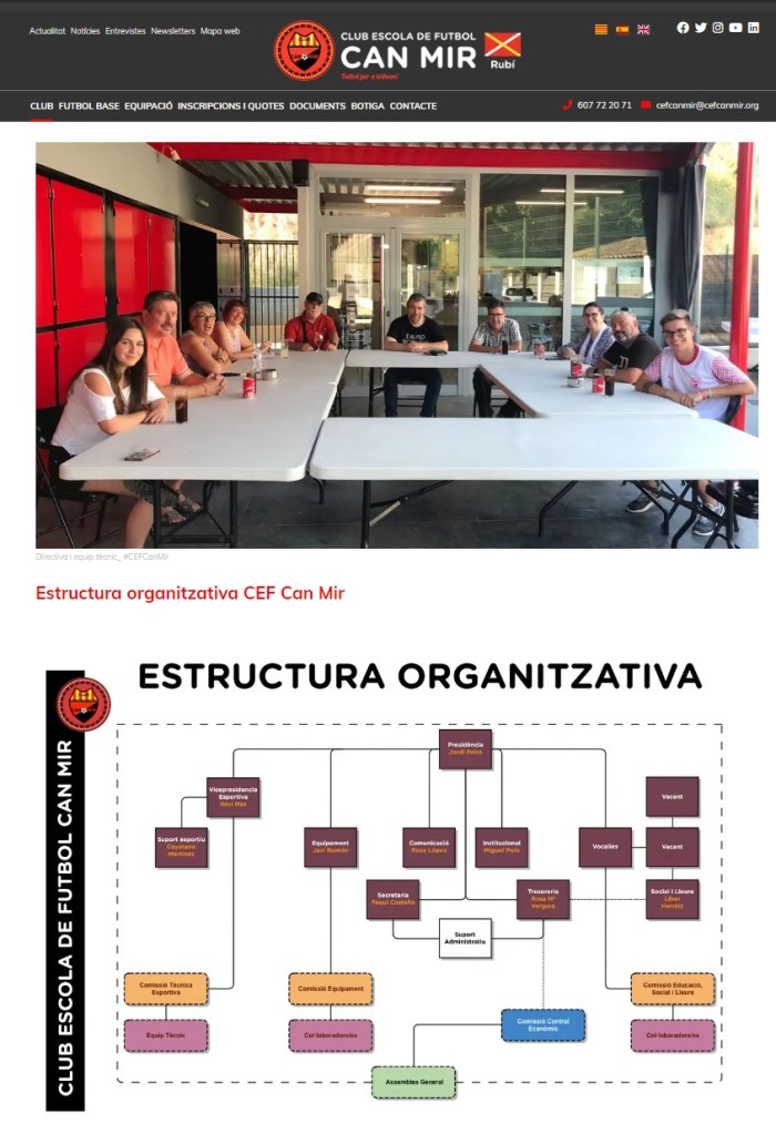 Durant cinc anys,  del 2018 fins  al 2023 he col·laborat de forma voluntària conjuntament amb  el President del Club Escola de Futbol Can Mir, Jordi Peiró, en la dinamització de la web i publicant als perfils de les xarxes socials del Club Escola Can Mir (#CEFCanMir) de Rubí .