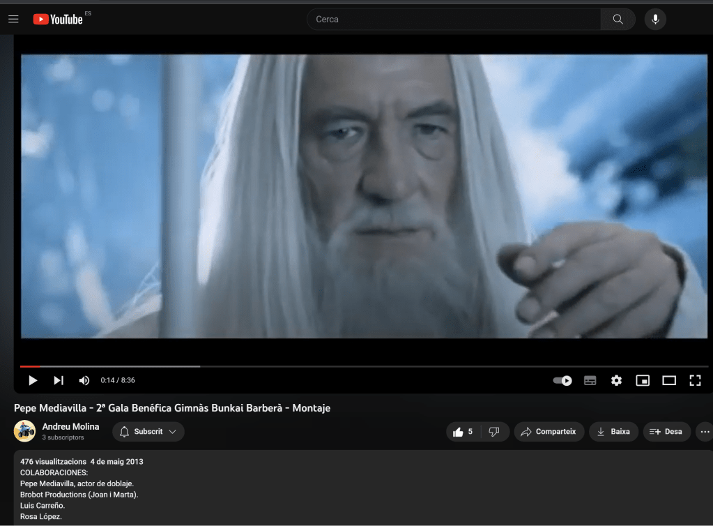 Escribí el guión para la 2a Gala Benéfica del Gimnàs Bunkai en Barberà del Vallès.
Una experiencia altamente gratificante sobre todo cuando participé del resultado entre el público asistente donde los gritos de "bravo, bravo" me emocionaron.
Un ejemplo claro de que la unión de sinergias positivas producen lo mejor para tod@s.

<div class="jetpack-video-wrapper"><span class="embed-youtube" style="text-align:center; display: block;"><iframe class="youtube-player" width="700" height="394" src="https://www.youtube.com/embed/jt-rIqLxUuE?version=3&rel=1&showsearch=0&showinfo=1&iv_load_policy=1&fs=1&hl=ca&autohide=2&wmode=transparent" allowfullscreen="true" style="border:0;" sandbox="allow-scripts allow-same-origin allow-popups allow-presentation allow-popups-to-escape-sandbox"></iframe></span></div>
 
Pepe Mediavilla 
 2ª Gala Benéfica Gimnàs Bunkai Barberà 2013 Guión #PasionConTinta