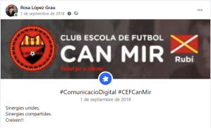Col·laboracions Rosa López Comunicació, Club Escola de Futbol Can Mir, voluntariat, #PasionConTinta
