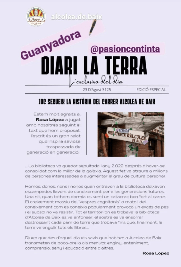 #PasionConTinta concursos literaris on participa Rosa López #Comunicacio #Marketing #Literatura Concurs Continua la Història a les Festes de Sants 2022