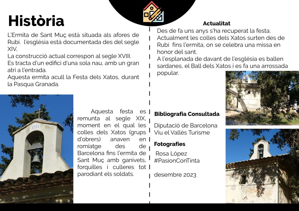 Fotografia #PasionConTinta Rosa López #Comunicacio #Marketing #Literatura
Folletó Ermita de Sant Muç pàgina 2 creaciió Rosa López 2023