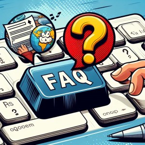 ecla blava FAQ pressionada per una mà amb interrogant gran i teclat digital