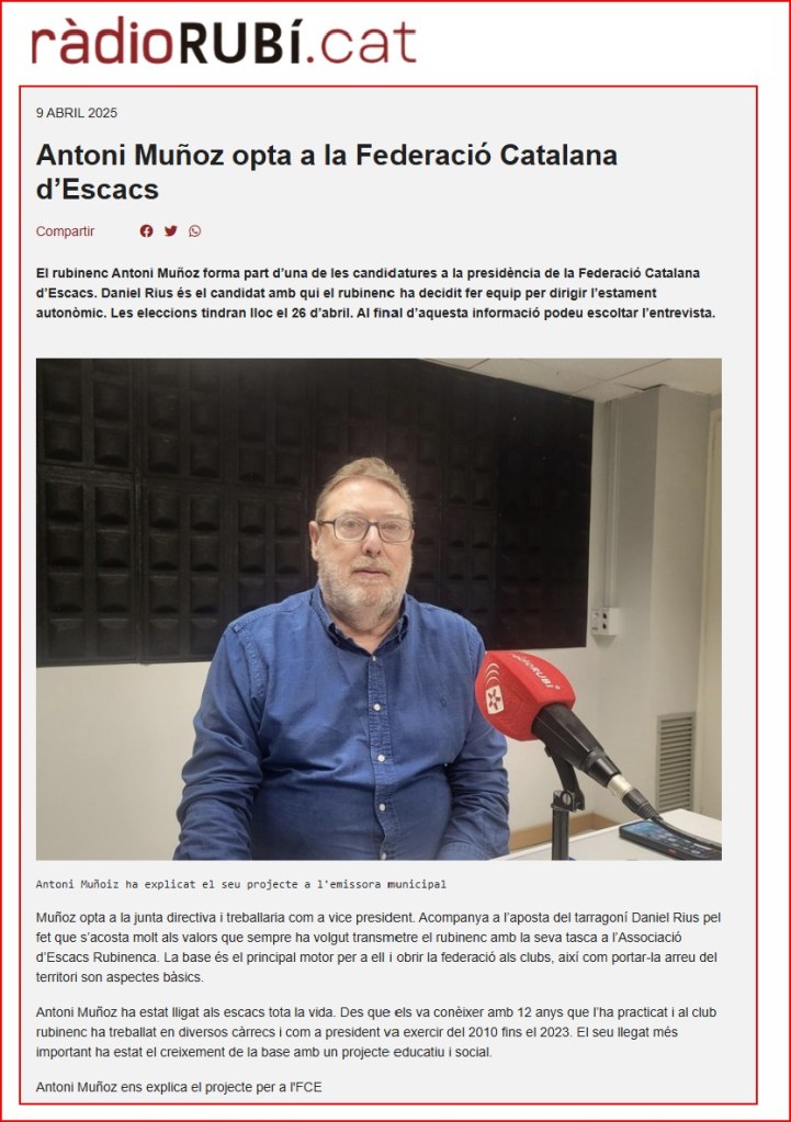 hCANDIDATURA ANTONI MUÑOZ FCE 2025 RADIO RUBI, #PasionConTinta