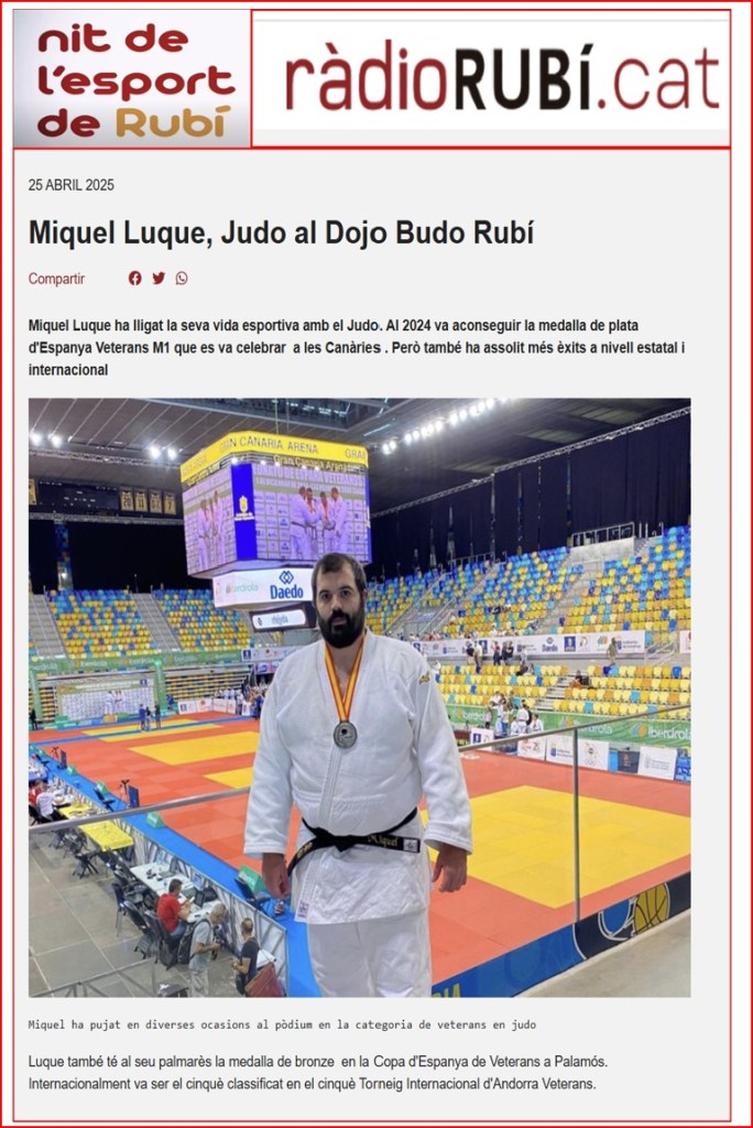 Ràdio Rubí 
Judo: Miquel Luque Rubeo d'Or. Gala dels premis Rubeo d'Or 2025
#Actualitat #Comunicacio Gala Premis Rubi d'Or Nit de l'Esport #RubiEsport #RubiCity   Miquel Luque #Judo #RadioRubi 2025 #PasionConTinta
