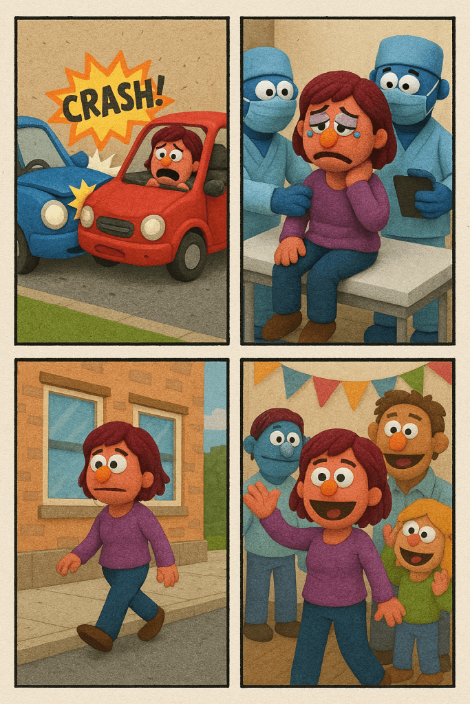 Comic recuperació accident de cotxe #PasionConTinta 2025