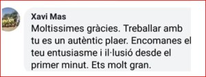 Agraïment de Xavi Mas, autor del llibre
 Bouloukounda: El legado del baobab per la direcció de l'obra. 
Març 2019 via Facebook