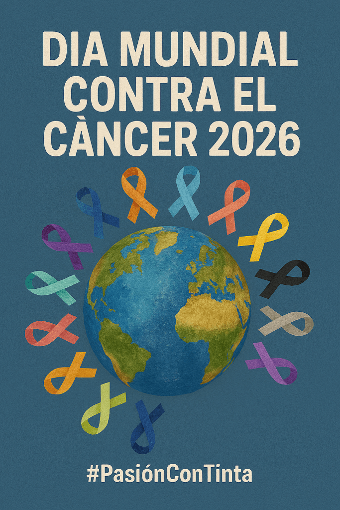 Cartell del Dia Mundial contra el Càncer 2026 amb el globus terraqüi i llaços de colors